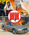 Kitchen Fire Blanket 4 Pack Emergency Safety Blankets Fiberglass Fire Suppression For Grease Fires Stoves Home Office Car Garage Camping BBQ Ready To Stop Flames Quickly shown in various emergency scenarios.