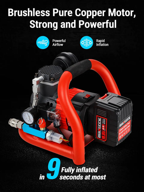 Ultra Quiet Cordless Air Compressor Compatible With Makita 18V 21V Battery, Lightweight 60dB Portable Oil-Free Pump For Nail Gun, Tire Inflator And Woodworking Tools