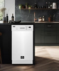 Smooth Cleaning Countertop Dishwasher 18 Inch In Crisp White positioned in a modern kitchen with stylish decor.