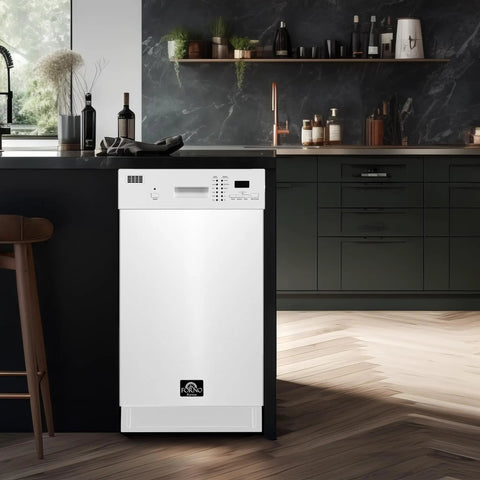 Smooth Cleaning Countertop Dishwasher 18 Inch In Crisp White positioned in a modern kitchen with stylish decor.