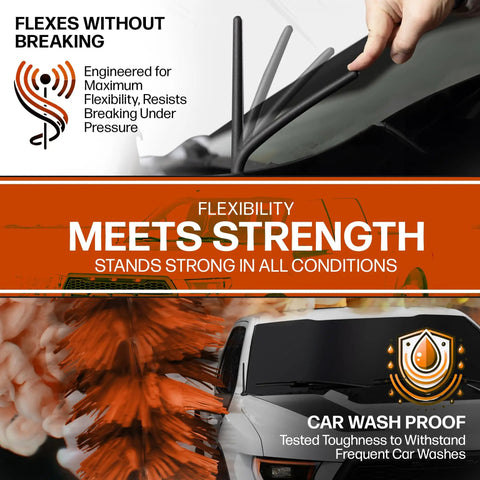 Image showing the Six And Three Quarter Inch Short Truck Antenna For Ford F 250 2017 To 2026 with flexibility and car wash proof features.