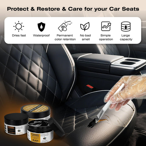 All In One Leather Repair Kit With Recoloring Balm Filler And Conditioning Cleaner For Sofas Car Seats Jackets Purses Shoes And Faux Leather A 3 In 1 Vinyl Repair Set For Scratches Tears And Stains; application on car seat