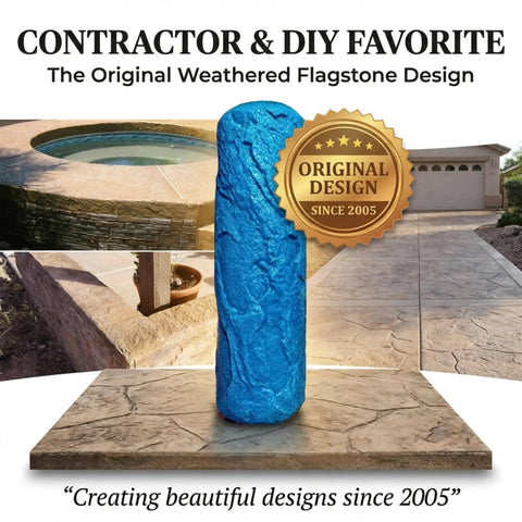 Weathered Flagstone Concrete Texture Roller Stamp For Patios Driveways Walkways And Water Features Realistic Stone Look