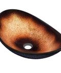 Rena Glass Vessel Bathroom Sink Oval Slipper Hand Painted Black And Copper Tones Dope Sleek Look Tempered Glass Above Counter