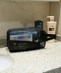 Mesh Shower Caddy Bag For Bathroom, Gym, Camping And Travel, portable toiletry organizer on bathroom counter