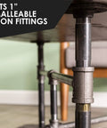 Black steel plumbing pipe fitting furniture leg, highlighting One Inch By Three Inch Black Steel Plumbing Pipe Six Pack With Pre Cut Connectors