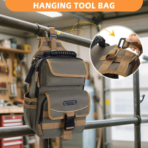 Built Different Electrician Tool Pouch Bag Featuring Heavy Duty Canvas And Twin Zippered Hvac Organizer Slots For Skilled Tradesmen Grinding Out Long Shifts
