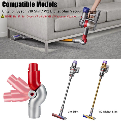 Bottom Quick Release Bend Adapter for V10Slim and V12 Digital Slim Vacuum Cleaners in use under sofa