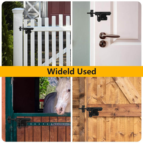 Heavy Duty Slide Bolt Gate Latch With Padlock Hole used on gate, door, barn, and yard doors, showcasing rugged carbon steel construction.