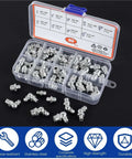 Top Tier Metric Grease Fitting Kit With 180 Pc Galvanized Zerk Nozzles For Vehicle And Engine Maintenance Featuring Anti-Leak Spring Check Valves To Keep Your Machine Running Smooth And Leak Free Like A Boss, 60-piece stainless steel case