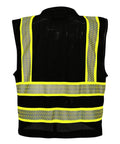 Back view of Rock Solid Ansi Class Two High Visibility Reflective Safety Vest With Ten Roomy Utility Pockets And Breathable Mesh Panels.