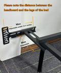 Ultra Tough Headboard Brackets For Metal Bed Frame Universal Adjustable Wall Mount Kit With Footboard Extension Solid Steel black adjustable bracket detail showing max width and extension measurements.