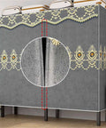 Heavy Duty Portable Fabric Wardrobe Featuring Top Notch Carbon Steel Frame And Zero Hassle Instant Assembly with decorative design.