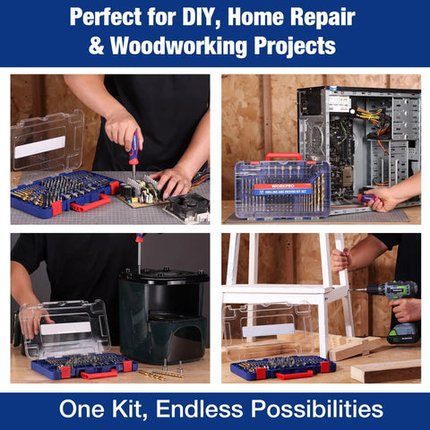 All In One 120 Piece Drill Bit Set With Impact Driver Bits And Screwdriver Bits For Wood Metal Plastic in use for repairs
