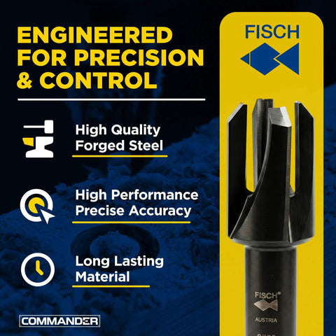 Pro Level Tapered Plug Cutter Drill Bit With A Badass Four Flute Design showcasing high-quality forged steel and precise accuracy.