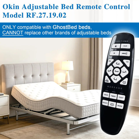 Remote Control Replacement For GhostBed Adjustable Bed RF.27.19.02 Compatible Only With GhostBed shown with adjustable bed