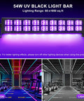 Two Pack Super Bright 54W UV Black Lights with Remote 18 Real LED Blacklight Bars light up gym in vibrant purple glow