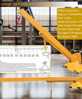 Heavy Hitter Telescoping Forklift Jib Boom Crane Attachment yellow 3 ton capacity with adjustable tilt for rigging and hauling.