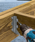 Installing Top Shelf Sd Connector Screws Nine By Two Point Five Inch Stainless Steel Hex Head Fasteners in wooden framing.