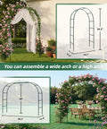 Heavy Duty Garden Arch Trellis With 16mm Thickened Tubing, 7.6ft Metal Garden Arbor For Climbing Plants Roses Outdoor Use