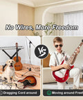 Comparison of cables vs 2.4GHz Wireless Guitar Transmitter And Receiver Set for Electric Guitar, No Latency, Easy Pairing