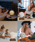 Levitating Moon Lamp With Magnetic Floating Spin, 3 Color Modes Night Light For Home Office Desk Decor, Bedroom Unique Lamp, Dope Tech Gadget Gift For Women And Kids in various settings.