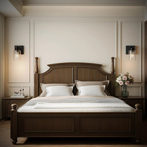 Cordless Battery Wall Sconces Set Of Two With Remote Control Black Usb C Rechargeable Indoor Lighting No Drilling Required Completely Wire Free Renter Friendly Setup Bringing Major Vibes To Your Space beside a bed.