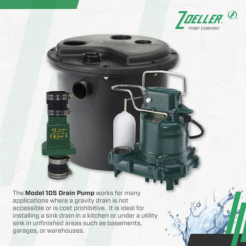 Automatic Drain Pump System With 0.3 HP Submersible Sump Pump 115V Utility Pump For Basements Under Sink Wet Bars