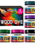 Top Shelf Water Activated Wood Dye Powder Kit Featuring Five Hella Bold Pigments in colorful canisters for wood finishing.
