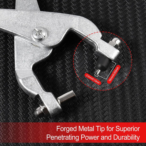 Close-up of Beefy Built To Last Ceiling Grid Punch Pliers Kit with 3.3mm hole punch and rust-resistant finish
