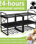 Heavy Duty Wall Mounted Power Tool Organizer Rack With Six Drill Holders For Cordless Drills Three Layer Metal Tool Storage For Garage Shop Black Finish with dimensions and support information displayed.