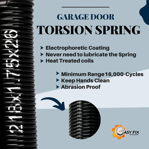 Image showing Heavy Duty Garage Door Torsion Springs 218 By 1.75 By 26 Inch Pair Left And Right Hand Wound Coated Steel with features