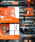 3 In 1 Electric Hoist Winch 2200 Lbs Capacity with manual, wired remote and wireless remote control in a factory setting