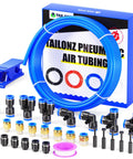 Blue 12mm PU Air Tubing Kit 10 Meter Length 32.8ft With Push To Connect Fittings 31-Piece Polyurethane Tubing System