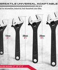 4 Piece Adjustable Wrench Set With 6, 8, 10, 12 Inch Sizes In Chrome Vanadium Steel For Automotive Plumbing And Home Repairs Corrosion Resistant