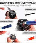 8 In 1 Fishing Reel Repair Kit With Bearing Puller Magnetic Screwdriver Wrench Tweezers Cleaning Brush Bearing Removal Pin Punch And Complete Reel Care Set for lubrication and maintenance.