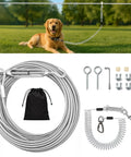Beast Mode Dual Shock Absorbing Dog Trolley System with 75-Foot Aerial Run Cable and Spring Tie Out Chew-Proof Zip Line
