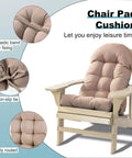 Beige Adirondack Chair Cushion Set With Ties 44 By 19.4 By 4 Inches High Back Rocking Patio Cushions on wooden chair