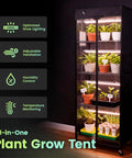 Mini Indoor Greenhouse With 18W T8 Grow Lights And Digital Thermo Hygrometer, 27 By 15 By 70 Inches Smart Grow Tent display