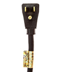 Top Shelf 10 Ft Coiled Replacement Power Cord With 3 Prong Sjt 14/3 Wire And Right Angle Plug UL Certified connector view.