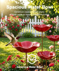 Hummingbird at Metal Flower Garden Stake With Bird Bath Bowl For Outdoor Pollinator Watering Station For Garden Yard Hummingbird Fountain Butterfly Bee Water Feeder Decorative Yard Art Gift Four Pack in garden