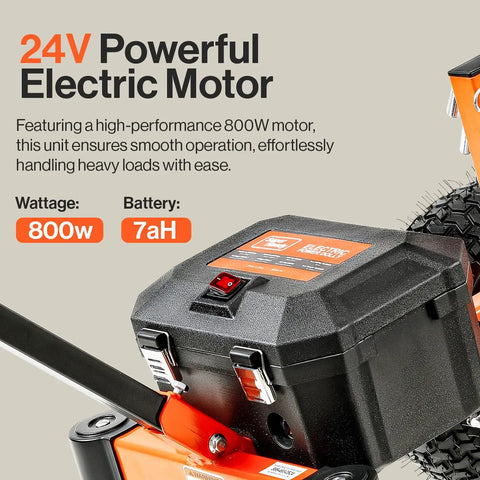 SuperHandy Electric Trailer Dolly 3600 Lb Capacity Motorized Mover With 2 Inch Ball Hitch Reverse Function Heavy Duty Towing Cart For Safe Hauling 800w motor power and battery details