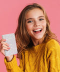 Girl holding Bling Rhinestone Notebook Set Glitter Pocket Journal With Crystal Pen Mini Diamond Diary Hardcover For Women A6 Size Silver Office Desk Accessories Birthday Gift 