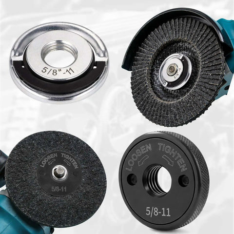 Two Pack 5/8-11 Angle Grinder Flange Nuts With Quick Release D Ring Lock Nut And Knurled Arbor Nut For 4 1/2 5 7 9 Inch Grinders