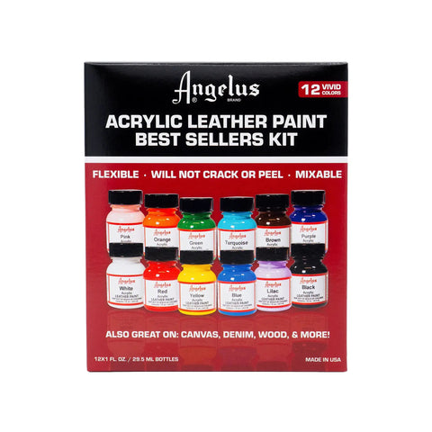 12 Color Acrylic Leather Paint Kit For Shoes Kicks Sneakers Leather Canvas And Furniture Flexible Blendable Colors 1 Oz Tubes DIY