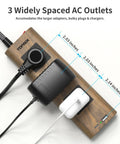 Power Strip Surge Protector With USB-C And USB-A, 1800J Surge Protection, 10 Ft Flat Extension Cord, Three Widely Spaced Outlets
