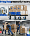 8-inch pneumatic caster wheels, set of 4 with rubber tires and brakes, 1000 lb capacity for carts and workbenches.