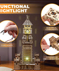 Lighthouse Of Alexandria 3D Wooden Puzzle Kit For Adults With LED Night Light, DIY Model Building Hobby Set, Ancient World Landmark, Brain Teaser, Creative Home Decor And Conversation Starter, functional nightlight with USB-C or batteries
