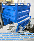 Heavy Duty 2200 Lb Self Dumping Hopper For Forklift And Manual Operation Rock Solid Steel Frame Industrial Material Cart view with loaded scrap.