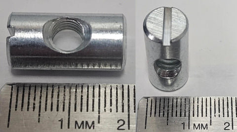 Bulk Pack Of 12 M6 Cross Dowels Barrel Nuts With P1.0 Threads, zinc plated steel, 20mm length, 10mm diameter, with ruler scale